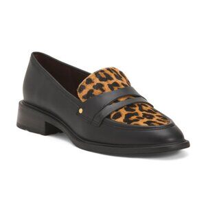 FRANCO SARTO Black Leather Edith Loafer Flats